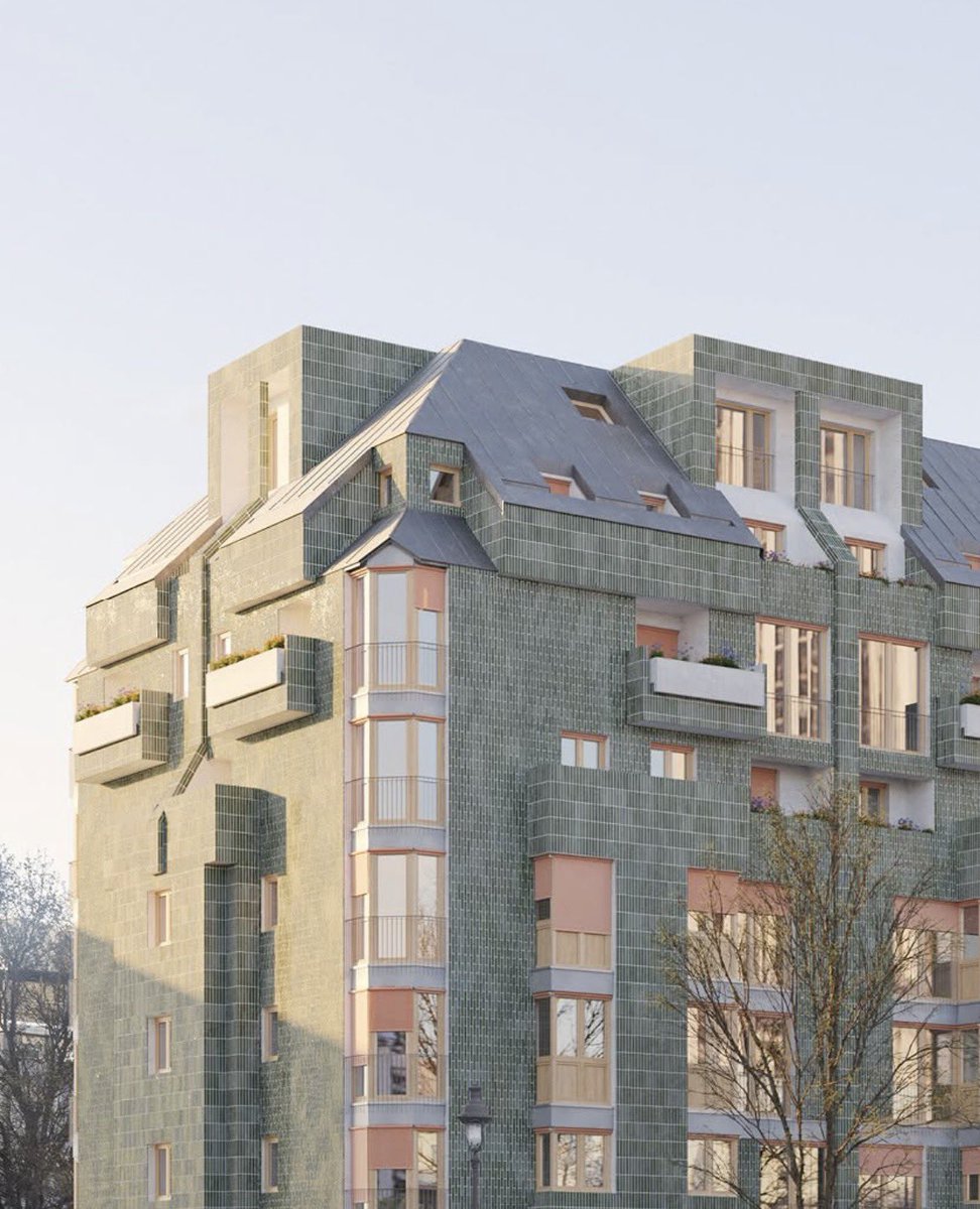 SustainableTall's tweet photo. Who would think green tiles and peach-coloured blinds would look so good? 

Refurbishment of 33 social housing apartments alongside the Canal Saint Martin, Paris

Neufville Gayet Architects https://t.co/ByaKbMClBU