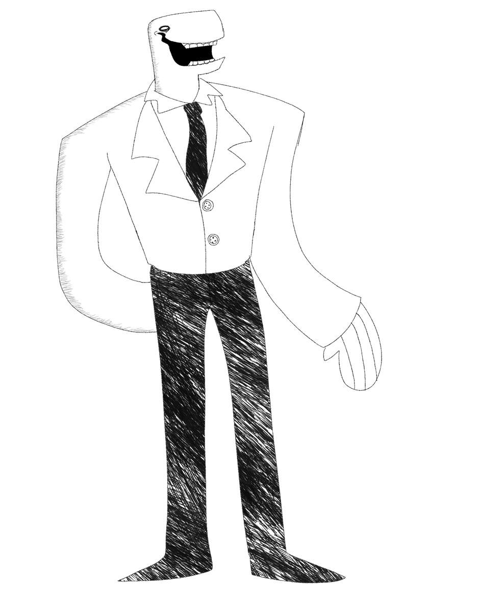 randomphyre's tweet photo. Finally made a full body for this guy. With OFF's criticisms of classism and the sort I had the idea of Jonah perhaps being less corrupt, but still being complicit in the Elsens' suffering by doing nothing about it. #OFFgame #offtherpg https://t.co/aTneQ7mXLq