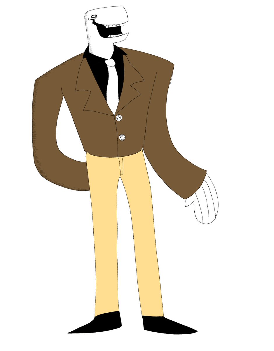 randomphyre's tweet photo. Finally made a full body for this guy. With OFF's criticisms of classism and the sort I had the idea of Jonah perhaps being less corrupt, but still being complicit in the Elsens' suffering by doing nothing about it. #OFFgame #offtherpg https://t.co/aTneQ7mXLq