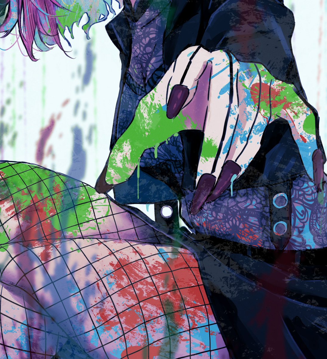 Aya_Honami's tweet photo. Painted textures × vivid colors.

透明感のある色に、荒々しいペイントの質感を重ねてみました。

3枚目は、太ももの影とスカートの張りにこだわりました。

こういう色の組み合わせ、好き。
♥️♥️♥️

#illustration #punkart 
#characterdesign https://t.co/qYAFz5s7eP