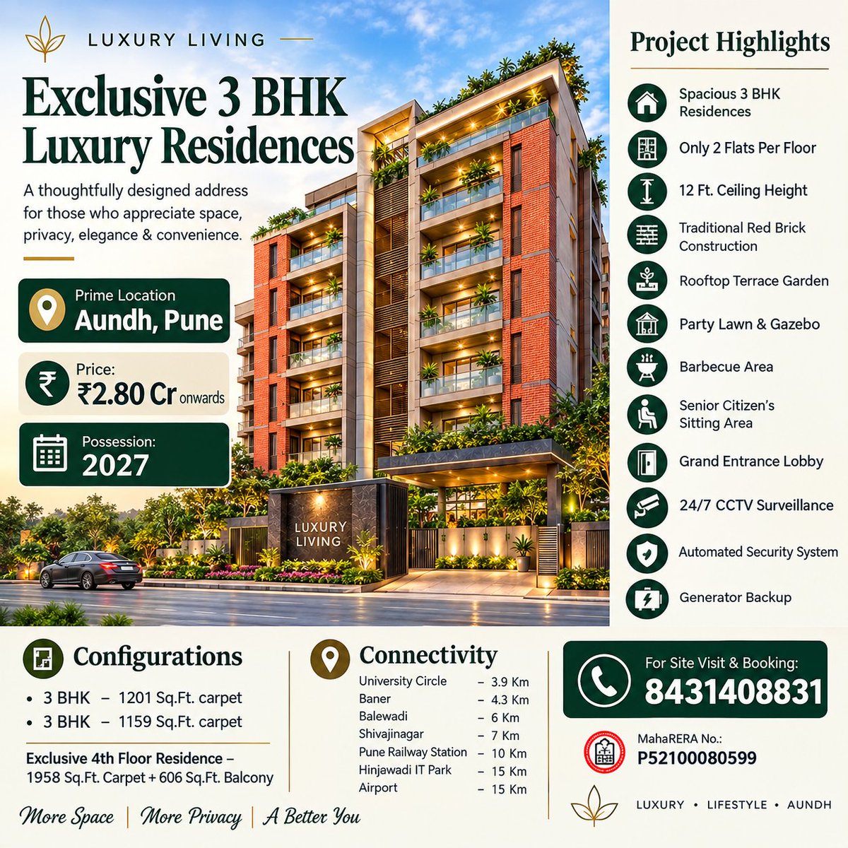 GroundedRealty's tweet photo. Caption: 🏡 Exclusive 3 BHK Luxury Residences in Aundh, Pune

📍 Aundh, Pune

💰 Starting ₹2.80 Cr onwards

🏗️ Possession: 2027

📞 Site Visit &amp; Booking: 8431408831

#Aundh #PuneRealEstate #PuneProperty #LuxuryHomes #3BHK #RealEstateIndia #PropertyInvestment #GroundedRealty https://t.co/AX3O7Spl3p