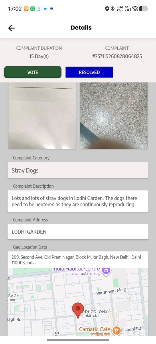 Vineet296's tweet photo. @dwivedimk_ias @JagjiwanBakhshi I had cmplained bout d growing dog menace in Lodhi Garden bt cudnt post a pic as I dnt carry my phone during d morning runs. Nthin ws done about d dogs but d concerned member secretary posted a pic of d floor as a tit for tat for my complaint. https://t.co/3df7nkFKGl