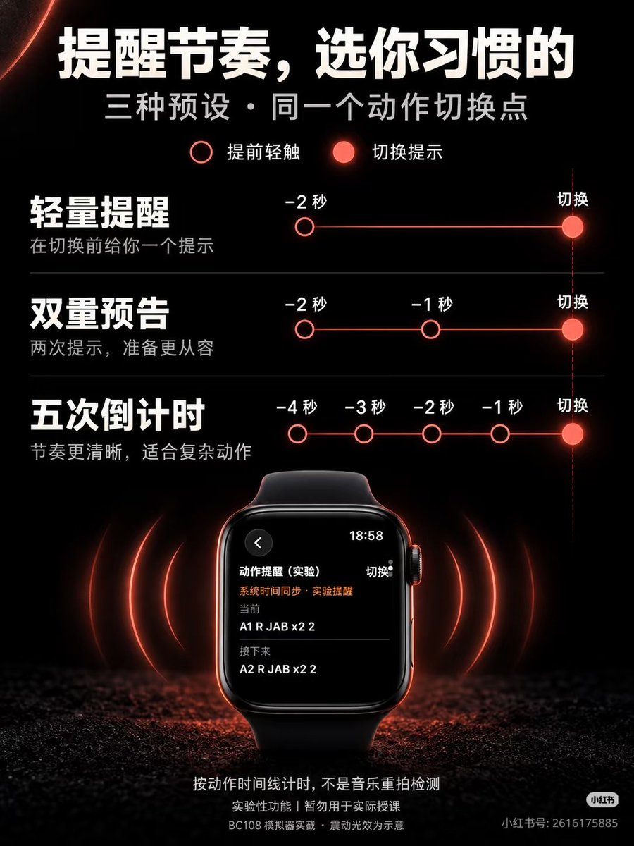 litongda's tweet photo. 这还不是正式授课工具：功能默认关闭，目前为实验性功能，暂时请勿在实际授课中使用。需要已识别的动作时间线，按时间线提醒，不是自动识别音乐重拍。真正断连时，手机暂停、切歌无法即时同步到手表；请保持连接，先在个人练习中验证。
#SSplayer
#AppleWatch
#BODYCOMBAT
#BODYPUMP
#RPM
#BODYJAM https://t.co/8Tt3CIQwAD