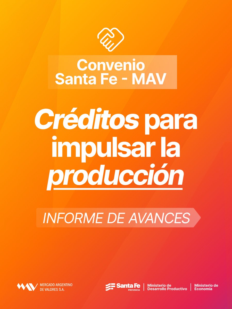 GustavoPuccini's tweet photo. Queremos que más PyMEs y comercios de Santa Fe accedan al financiamiento más competitivo del país: la ventanilla sigue abierta y hay fondos disponibles. 📈

Junto al Mercado Argentino de Valores (MAV) pusimos en marcha una herramienta bursátil inédita para aliviar el costo financiero del sector productivo. Los resultados confirman que funciona: ya movilizamos más de $10.000 millones hacia la economía real a través de 861 operaciones.

Lo más importante es que la mayor parte de los recursos provinciales todavía está disponible para que más empresas descuenten cheques, pagarés electrónicos y facturas de crédito con hasta 10 puntos de bonificación de tasa asumidos por la Provincia.

¿Cómo sumarte? El trámite es 100% digital:

Contactás a cualquier Agente registrado en el MAV.

El agente gestiona de forma remota tu Certificado de Elegibilidad ante la Provincia.

El MAV acredita los fondos en tu cuenta con el beneficio de tasa ya aplicado.