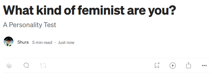 magicspeedwagon's tweet photo. New Medium article out 💚 The question of "trans-inclusive feminism" begs the question what kind of feminism you want trans people to embrace exactly? and lucky you I made a test to help you determine the kind of feminism you're closer to (🔗 in next tweets) https://t.co/OXTNOIT5Ps