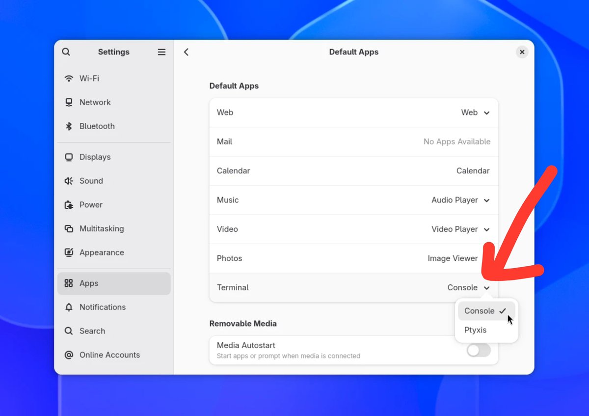 Itsfoss's tweet photo. Finally...the upcoming GNOME 51 will let Linux users pick a default terminal graphically. https://t.co/C8U8Mj2VRE