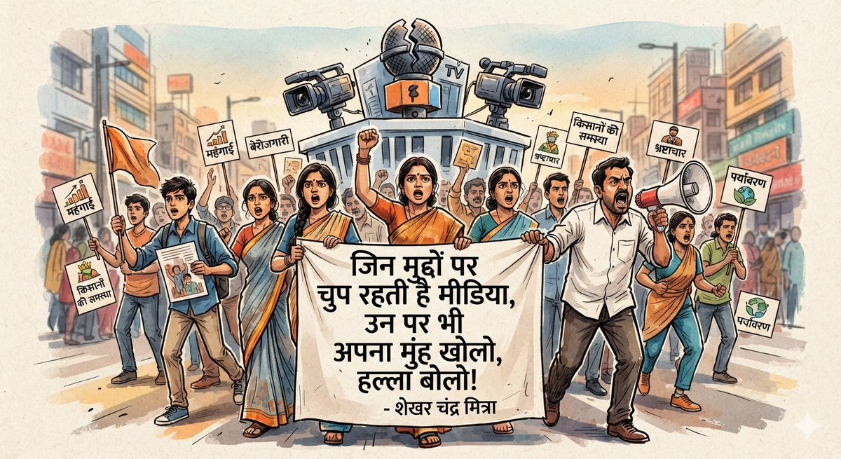 ShekharMitr's tweet photo. जिन मुद्दों पर
चुप रहती है मीडिया,
उन पर भी
अपना मुंह खोलो,
हल्ला बोलो!
-शेखर चंद्र मित्रा
#CJP_Movement
#StudentsProtest
#SchoolThikKaro https://t.co/X8JOrrqHhO
