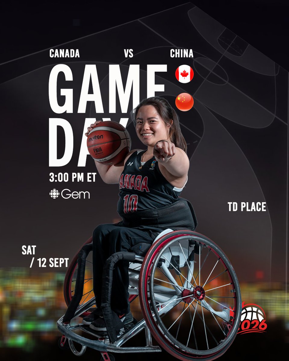 WCBballCanada's tweet photo. L'équipe nationale féminine senior reprend la compétition de groupe samedi, face à la Chine, dans le cadre des Championnats du monde.

🆚 : China 🇨🇳
⏰: 3:00 p.m. EDT / 12:00 p.m. PDT
📍 : TD Place
📺: https://t.co/XRuAj2biS8

#ÉquipeCanada | Basketballenfauteuilroulant https://t.co/c4L2YDqh3L