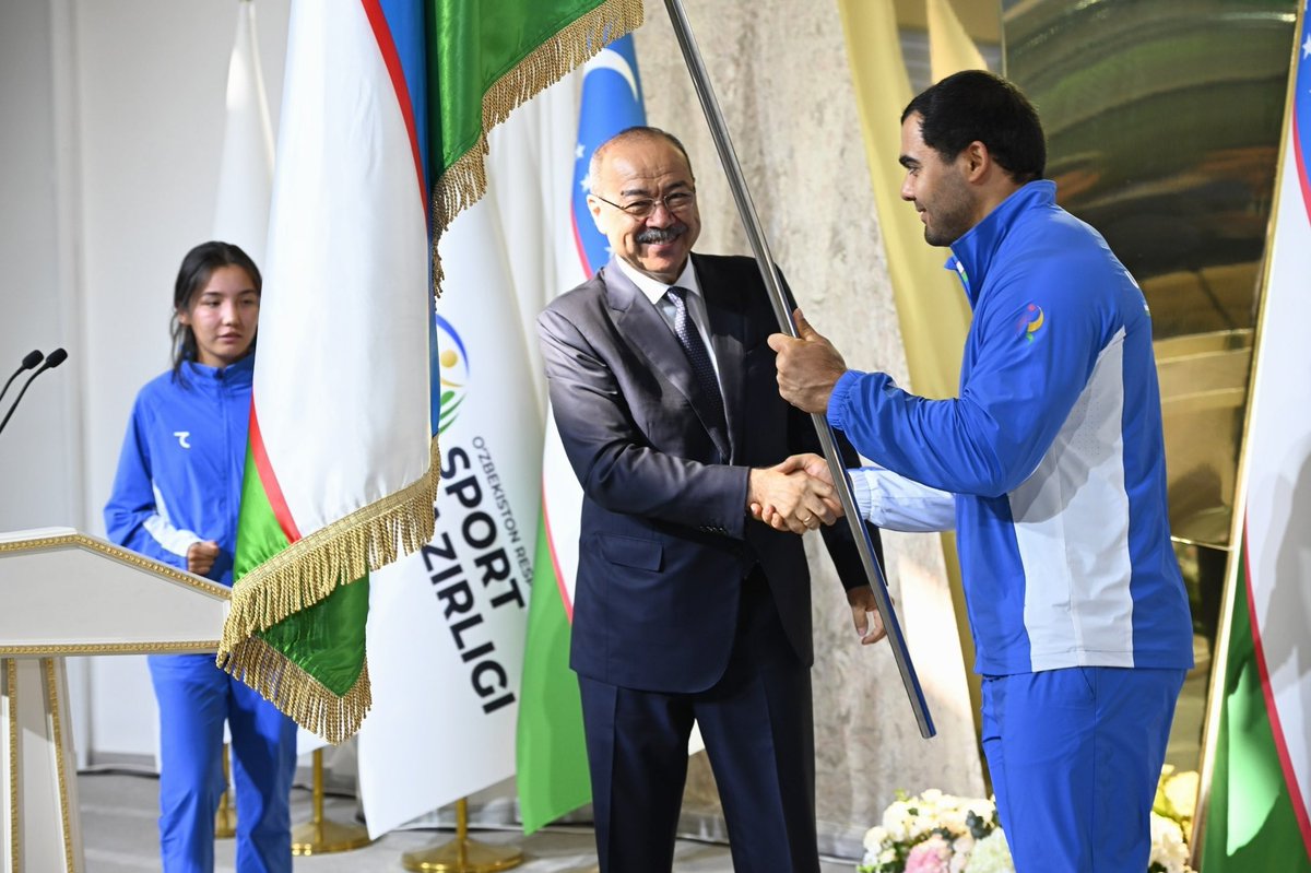 OtabekUmarov77's tweet photo. Today was a special day for our team as we gathered to wish the Uzbekistan delegation success ahead of the Aichi-Nagoya 2026 Asian and Asian Para Games.

One of the most important moments of the ceremony was the presentation of our national flag to the delegation by the Prime Minister of the Republic of Uzbekistan.

This year, almost 400 athletes will represent Uzbekistan in 42 sports at the Asian Games. Another 153 athletes will compete at the Asian Para Games.

We are going to Japan with a large and ambitious team. For some of our athletes, these Games will be their first experience at this level. For many others, Aichi-Nagoya will be an important test on the road to Los Angeles 2028.

I wish our athletes confidence, strength and good luck. You have worked hard to earn the right to represent Uzbekistan.

We are proud of you and we believe in you.

Good luck, Team Uzbekistan!