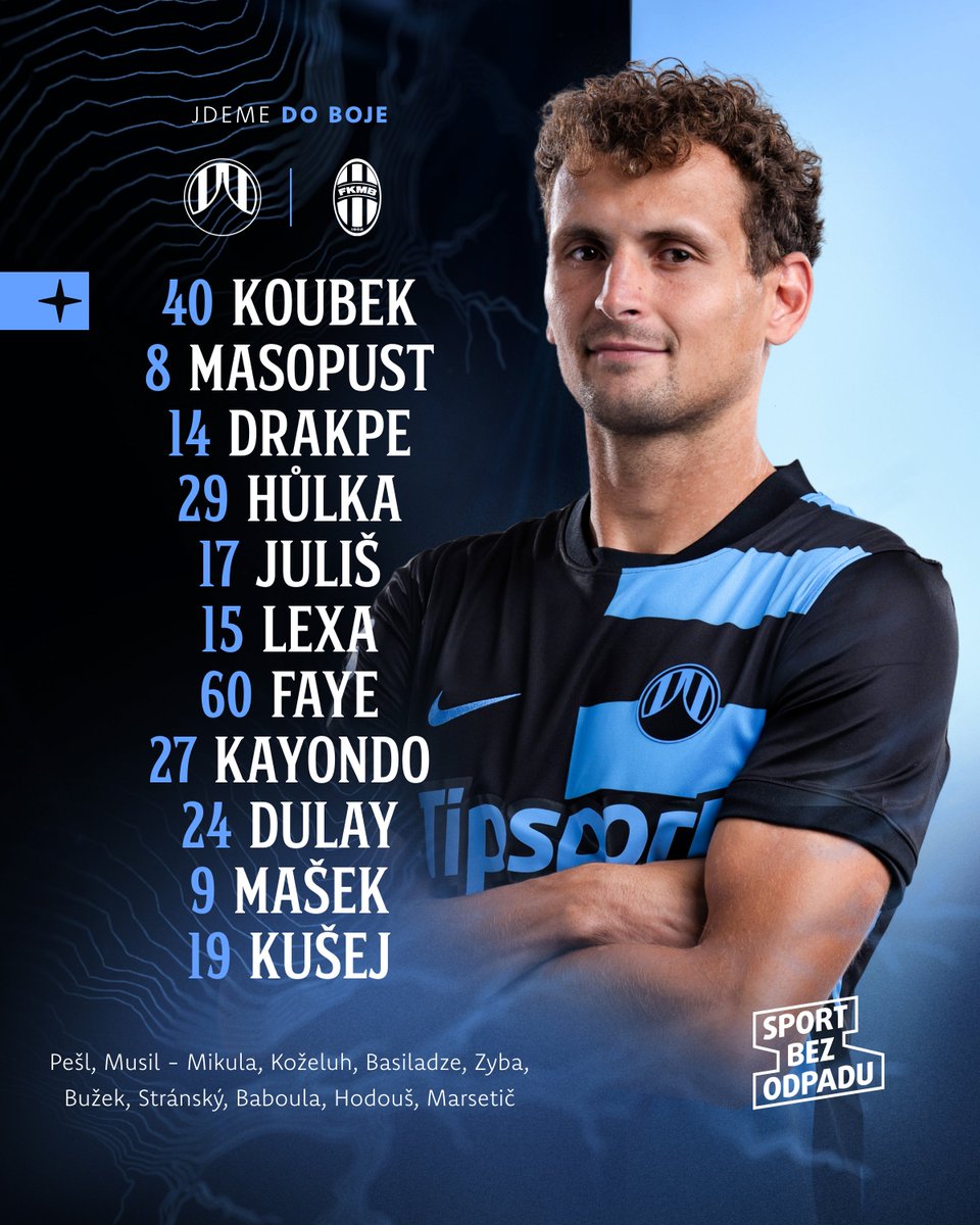 FCSlovanLiberec's tweet photo. Sestava #FCSL pro duel #LIBMBL.
8. kolo @chanceliga je věnováno projektu Sport bez odpadu.
♻️ https://t.co/1hNm7iXPzp https://t.co/lMxU89fMld