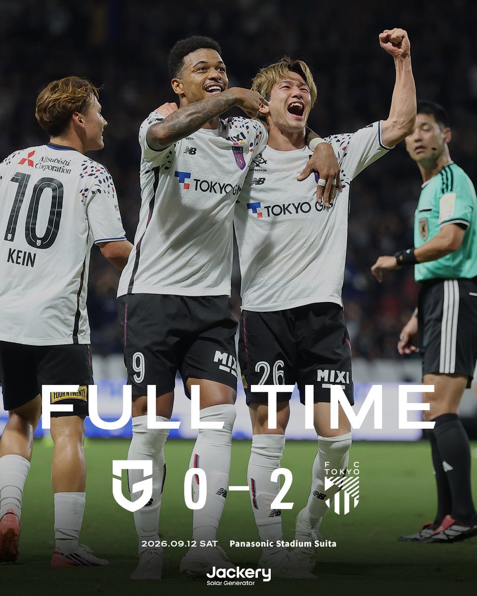 fctokyoofficial's tweet photo. 🔵🔴
𝐅𝐔𝐋𝐋 𝐓𝐈𝐌𝐄 #TokyoGOsaka

2026/27明治安田Ｊ１リーグ第7節
#ガンバ大阪 0-2 #FC東京

前半 #安斎颯馬 選手のゴールで先制、後半に #長倉幹樹 選手が追加点を奪い、2試合連続クリーンシートで勝利!!✊🔥🔥

本日もそれぞれの場所からともに戦っていただきありがとうございました🤝🔵🔴

#fctokyo #tokyo