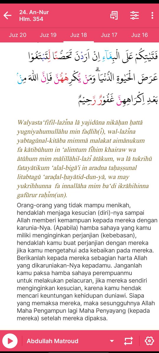 gnnng29's tweet photo. Aku tadi sebelum sholat kepikiran gmna kalo aku ngga pernah jatuh cinta lagi dan ngga berkesempatan utk menikah.
Terus abis sholat ngaji dan ngepas banget surat yg aku baca An-Nur ayat 33 
Ngga tau ya kok bisa pas tapi rada nyesek sama isinya https://t.co/r3a5Gs6x4M