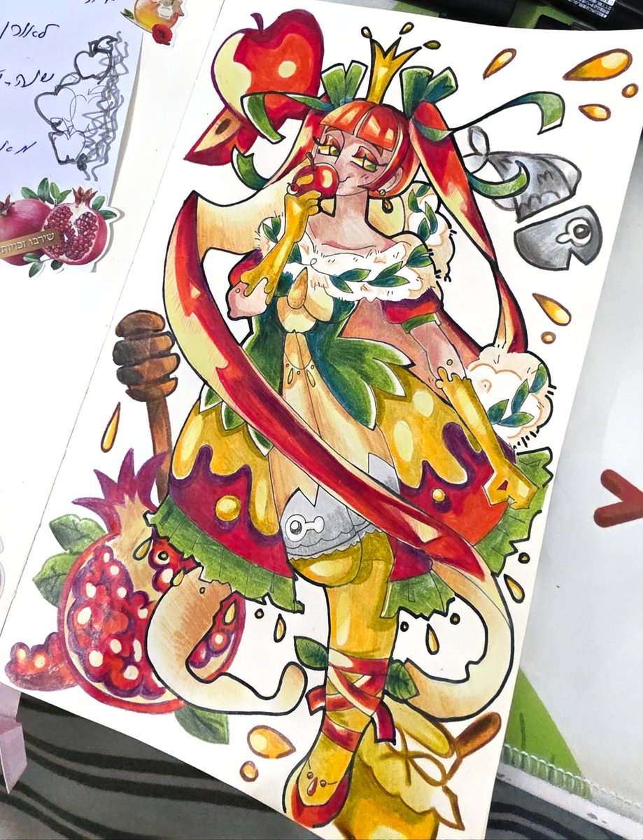 OrannotOren's tweet photo. Redesign for Rosh HaShana miku Shana Tova! 🍎🍏🍯 https://t.co/obeii3xe8k