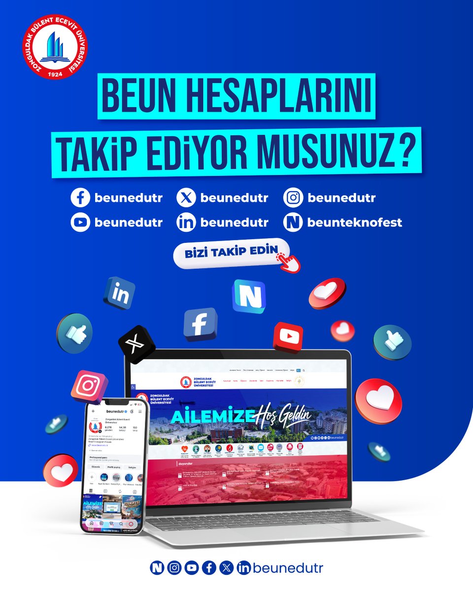beunedutr's tweet photo. 💙❤️Değerli Öğrencilerimiz, BEUN ailesine hoş geldiniz!

Zonguldak Bülent Ecevit Üniversitesi olarak üniversitemizdeki gelişmelerden, etkinliklerden, duyurulardan ve kampüs yaşamından haberdar olmanız için sosyal medya hesaplarımızı takip etmeyi unutmayın!

 #BEUN @AhmUlusoy 

#İlkİlİlkÜniversite🌟
#GelecekBuradaŞekillenir 🚀🔭