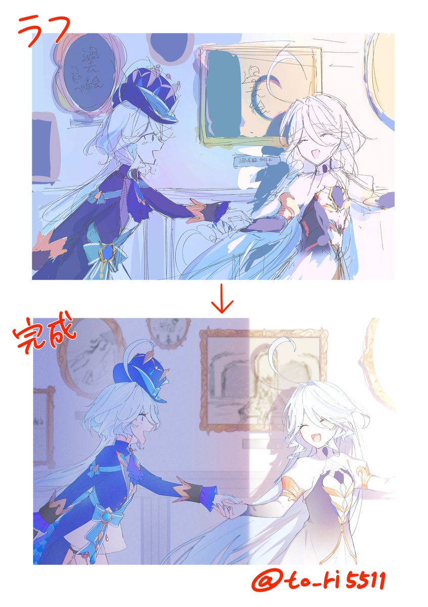 to_ri5511's tweet photo. 絵を描いてて一番の醍醐味はラフと完成を見比べること https://t.co/TO63erJYpY