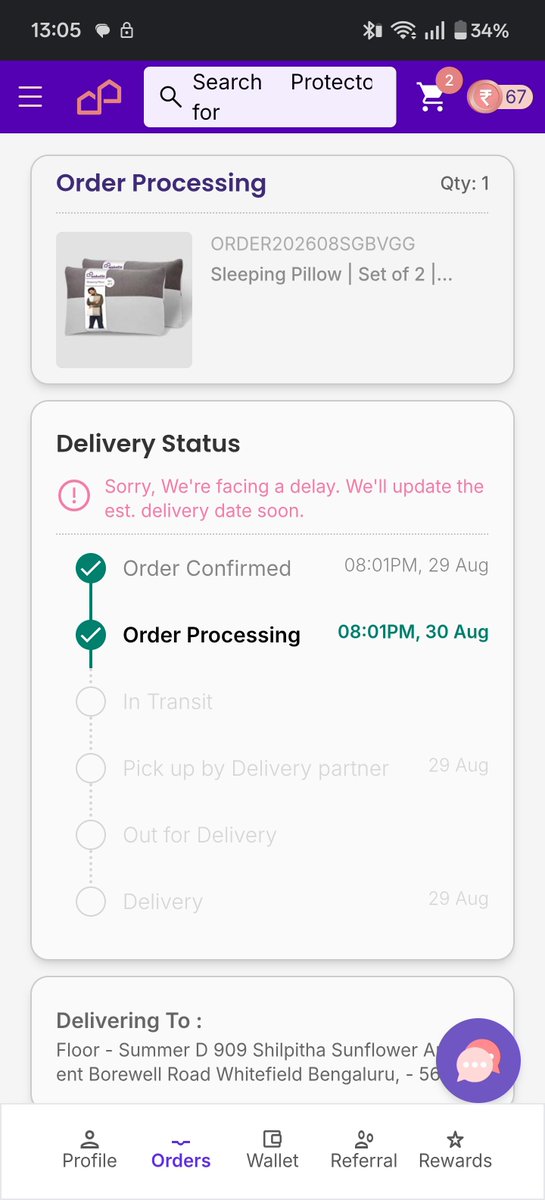 NitingargOne's tweet photo. @SupportWakefit I have responded and have not received the response.
Very poor customer care and outdated IT systems.
See below I have received the order the order 10 days back still your website is showing not delivered. I would like to return pillows but I am not able to due to this https://t.co/zVIijzF4tI
