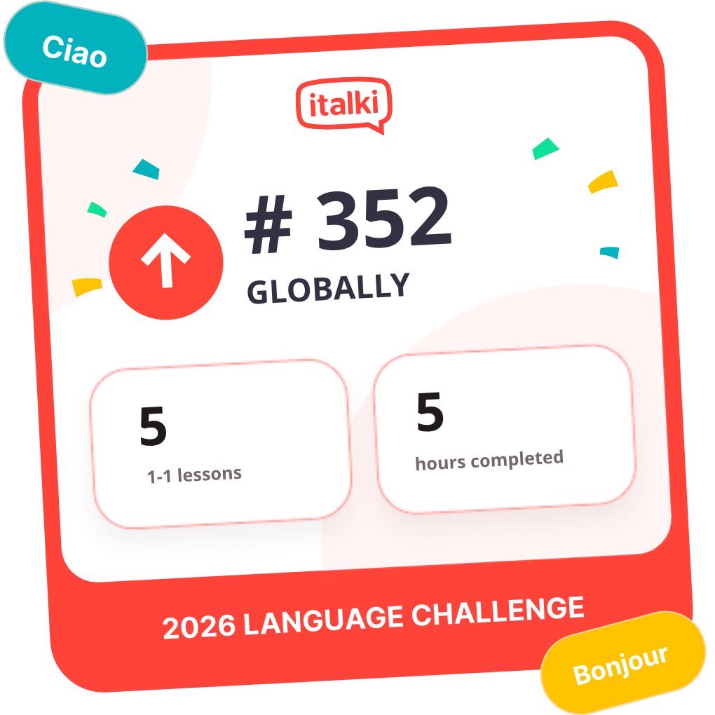 AnnabelChan11's tweet photo. Restart my language learning on @italki  #italkiLanguageChallenge https://t.co/JPFQwoVo79