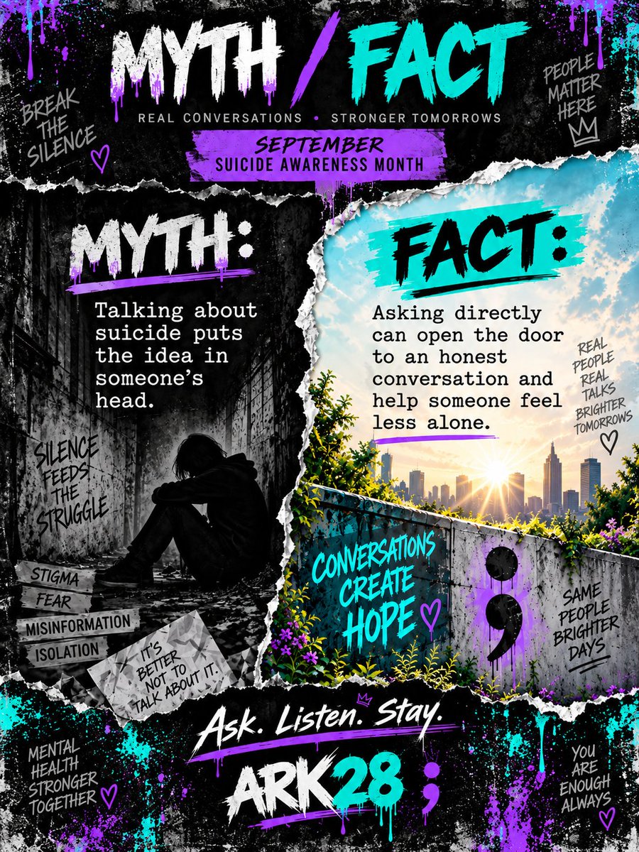 ARK_TwentyEight's tweet photo. #SuicidePrevention #SuicideAwareness #MentalHealthAwareness #BreakTheSilence #ARK28

Stay weird. Stay kind. Stay here. 🖤💜🩵 https://t.co/FRm66TV5iv
