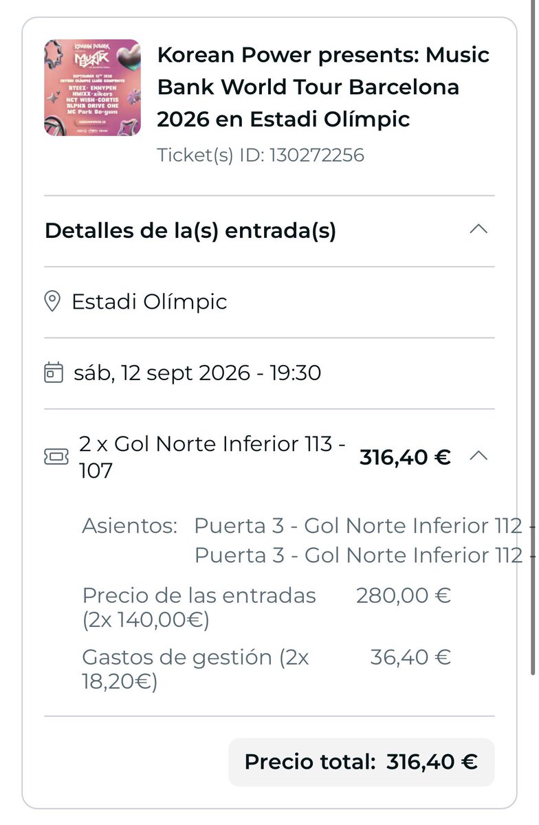 Itzel_Apolo's tweet photo. Selling one ticket for Music Bank today in Barcelona! We can negotiate the price 💗💗 #musicbankbarcelona https://t.co/Ozh4hswHBW