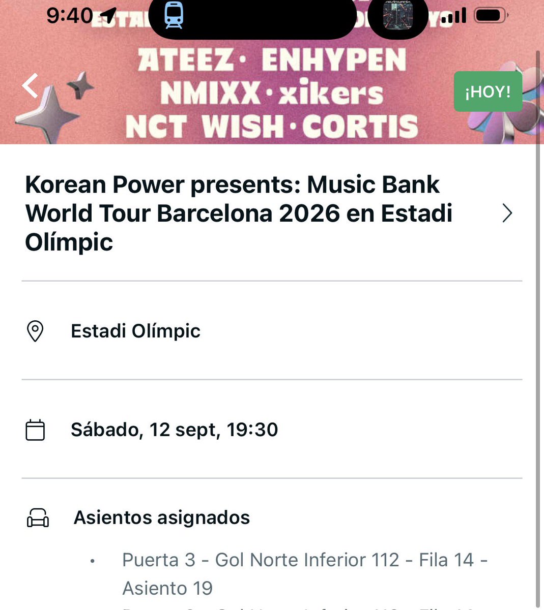 Itzel_Apolo's tweet photo. Selling one ticket for Music Bank today in Barcelona! We can negotiate the price 💗💗 #musicbankbarcelona https://t.co/Ozh4hswHBW