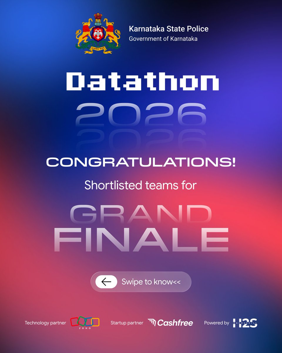 hack2skill's tweet photo. The finalists are here!

Introducing the 20 finalist teams of KSP Datathon 2026! 

The solutions are ready.
The teams are ready.
The Grand Finale awaits.

Congratulations to all the finalists, this is where it gets exciting!

#Datathon2026 #KarnatakaStatePolice #GrandFinale https://t.co/jNpn7sZCEL
