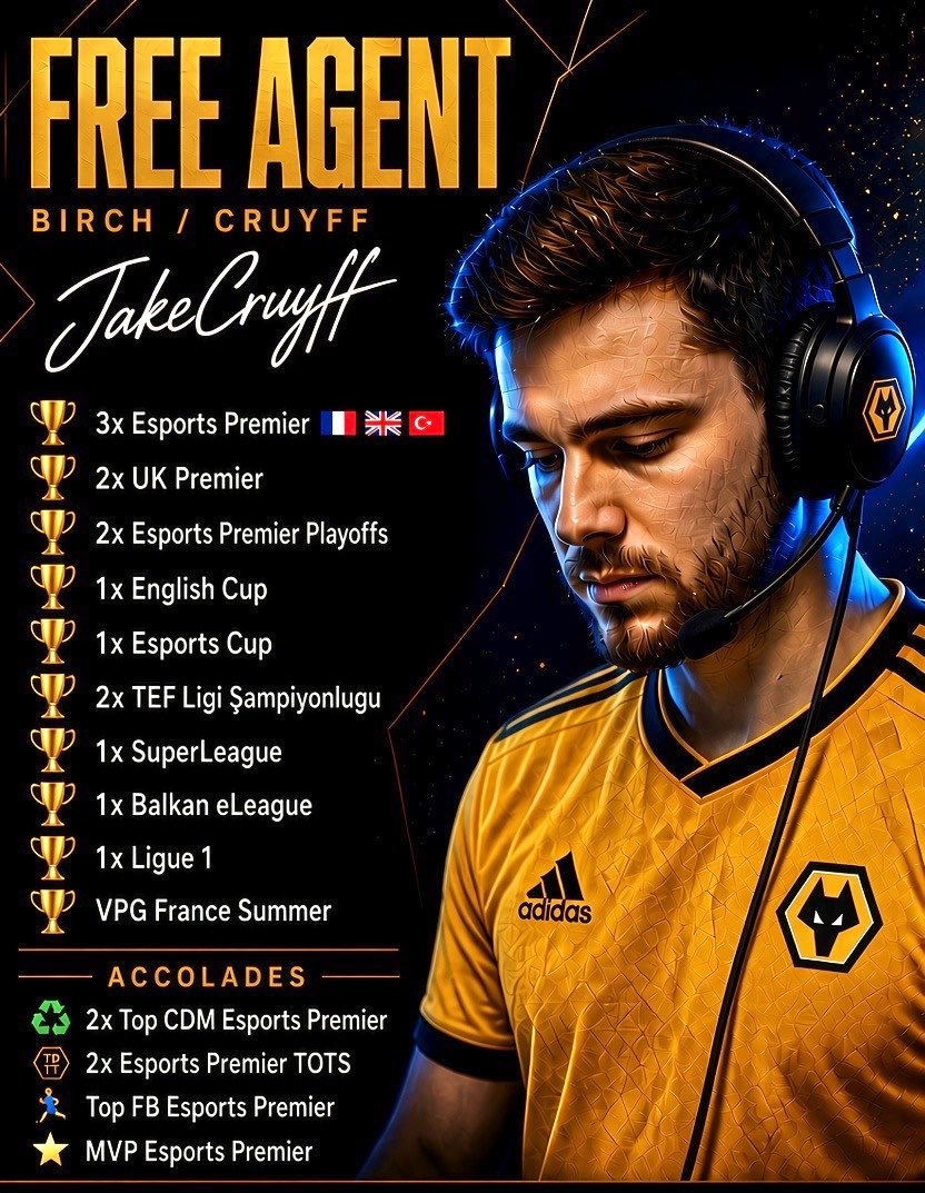 JakeCruyff's tweet photo. 𝗙/𝗔 𝗳𝗼𝗿 𝗘𝗔𝗙𝗖 𝟮𝟳

Will be back playing full-time &amp; available to compete in any league / competition. 

Also open to LAN (🏴󠁧󠁢󠁥󠁮󠁧󠁿 / 🇳🇱) if team is top. 

💰 Open to offers. 💰 

CM — CDM — FB / WM — WCB

@VPGPremier @OfficialVPG @OfficialPFL_ @ZewonkaLeague https://t.co/TYpIlXBH2E