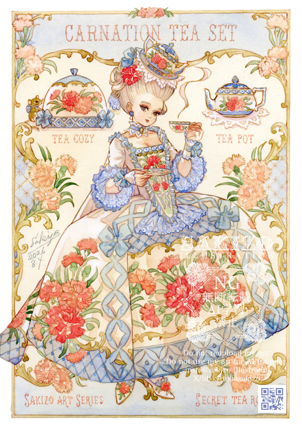 tebasakizo's tweet photo. Carnation Tea Set (Rococo style)  #sakizo #SecretTeaRoom https://t.co/TwmbNUA7vG