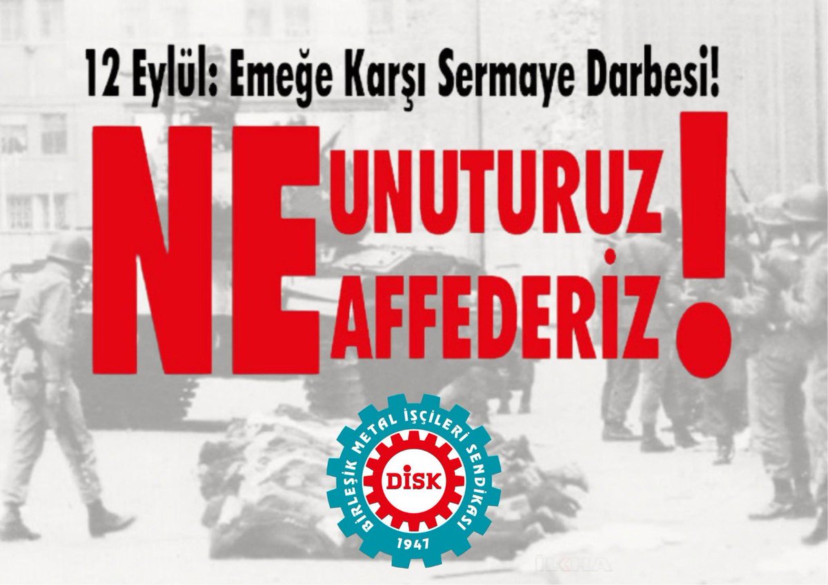 BirlesikMetal's tweet photo. 🔴12 EYLÜL: EMEĞE KARŞI SERMAYE DARBESİ

❗️NE UNUTURUZ NE DE AFFEDERİZ!

12 Eylül 1980 askeri darbesi, işçi sınıfının yıllar süren mücadelelerle kazandığı hakları hedef aldı. Grevler yasaklandı, toplu sözleşme hakkı askıya alındı, sendikalar kapatıldı. Yüz binlerce kişi gözaltına alındı, işkencelerden geçirildi ve yargılandı. İdamlarla, yargısız infazlarla ve baskılarla bütün toplum susturulmak istendi.

Darbenin amacı, 24 Ocak 1980’de ilan edilen neoliberal ekonomi programını işçi sınıfının direnciyle karşılaşmadan uygulamaktı. Ücretleri baskılamayı, sosyal hakları daraltmayı, kamu hizmetlerini piyasaya açmayı ve kamu varlıklarını özelleştirmeyi esas alan bu programın önü 12 Eylül’le açıldı.

Darbecilerin sendikal alandaki başlıca hedefi DİSK oldu. Darbeye giden süreçte sınıfın öncü sendikacısı, DİSK’in Kurucu Genel Başkanı ve Onursal Genel Başkanımız Kemal Türkler katledildi. Darbenin ardından DİSK’in faaliyetleri durduruldu, mal varlığına el kondu; yöneticileri ve üyeleri yıllarca hapis yattı, idamla yargılandı.

Aradan geçen 46 yılda 12 Eylül’ün işçi ve sendika düşmanı düzeni ortadan kaldırılmadı. Sendikal örgütlenmenin önündeki engeller, grev yasakları ve hak gaspları sürüyor. İşçiler sendikalı oldukları için işten çıkarılıyor. Bugün işçilerin yaklaşık yüzde 13’ü sendikalı; her 10 işçiden sadece biri toplu iş sözleşmesi kapsamında. Özel sektörde bu oran yüzde 4’e kadar düşüyor.

İşçiler düşük ücretlere, ağır vergi yüküne, işsizliğe ve güvencesizliğe mahkûm edilirken emeğin milli gelirden aldığı pay azalıyor. Grev hakkımız fiilen kullanılamaz hale getiriliyor. İşçi sınıfının örgütlenmesini zorlaştıran 12 Eylül yasaları, sermayenin ihtiyaçlarına hizmet etmeyi sürdürüyor.

Biz, Onursal Genel Başkanımız Kemal Türkler’in mücadele mirası ve ilkeleriyle, Maden-İş’ten Birleşik Metal-İş’e uzanan onurlu geçmişimizle emeğin ve demokrasinin mücadelesini sürdürüyoruz.

Halk egemenliğine dayalı, bağımsız, laik, demokratik ve sosyal bir hukuk devleti için; grevli, toplu sözleşmeli sendikal hakların önündeki bütün engellerin kaldırılması ve emeğin hak ettiği değere kavuşması için mücadele etmeye devam edeceğiz.

12 Eylül düzenine karşı işçi sınıfının örgütlü mücadelesini büyüteceğiz.

NE UNUTURUZ NE DE AFFEDERİZ!

BİRLEŞİK METAL-İŞ
GENEL YÖNETİM KURULU

#12Eylül #12Eylül1980 #12EylülDarbesi