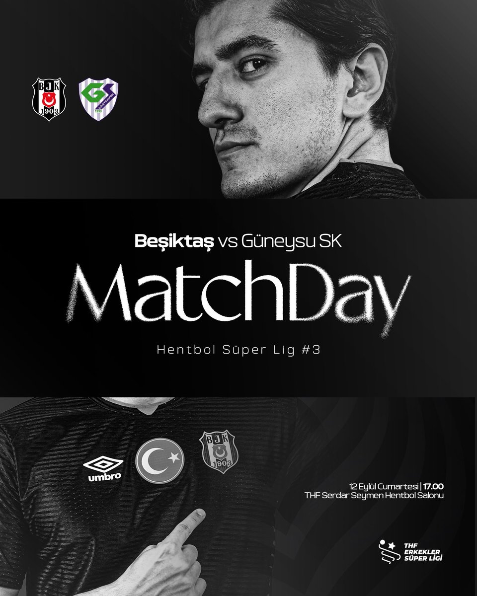 BJKHentbol's tweet photo. #BeşiktaşınMaçıVar 🤾🏻‍♂

🏆 THF Erkekler Süper Ligi
⚔ 3. Hafta
🆚 Güneysu SK
📍THF Serdar Seymen Hentbol Salonu
🕕 17.00
📺 THF TV Youtube https://t.co/pHN2U1LnWA