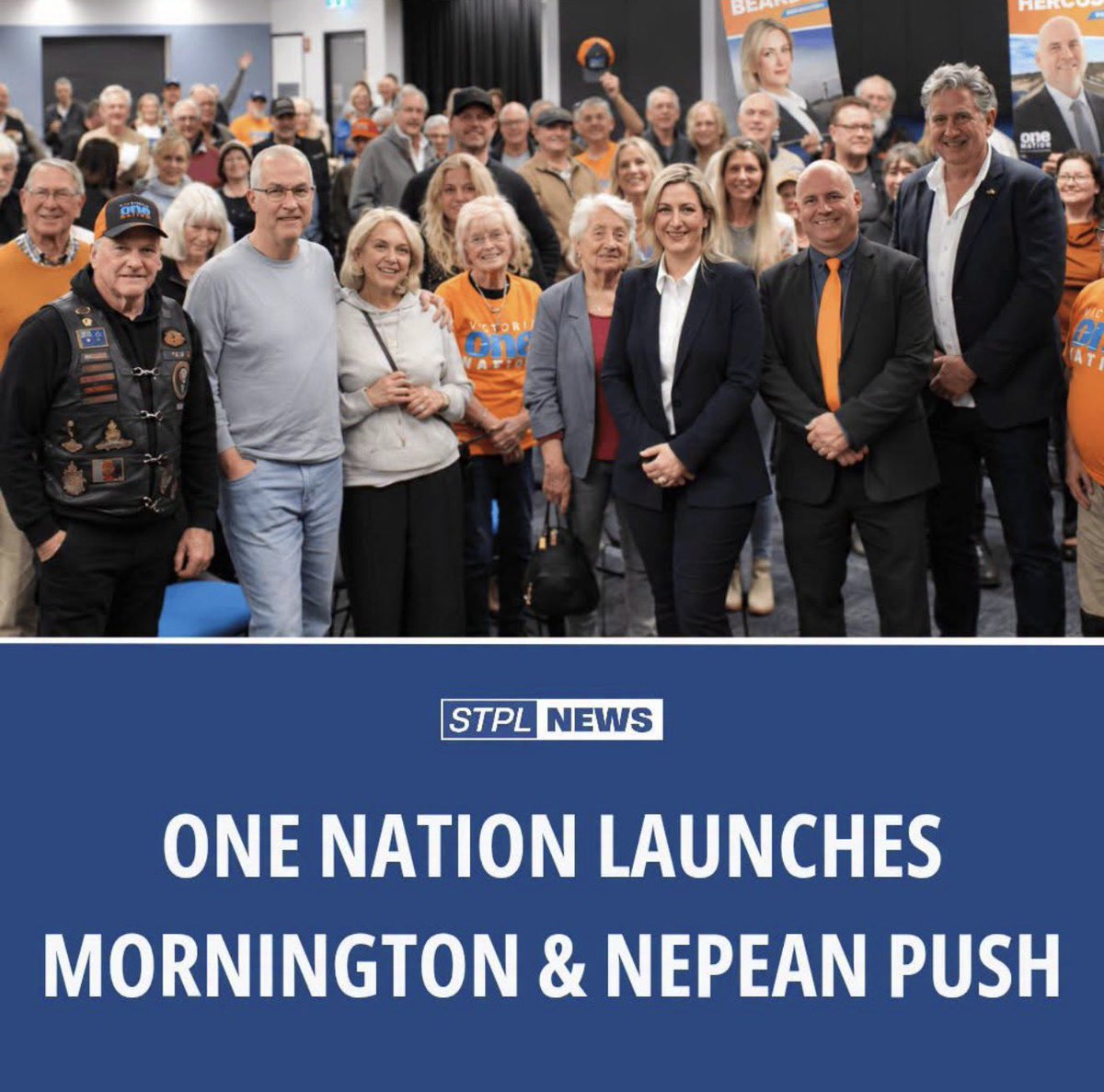 OneNationVic's tweet photo. 𝗠𝗢𝗥𝗡𝗜𝗡𝗚𝗧𝗢𝗡 &amp; 𝗡𝗘𝗣𝗘𝗔𝗡 campaign launch.

Alexandra Pavilion was a full house as we launched our candidates for Nepean and Mornington, Darren Hercus and Ashli Beards.

The tide is turning - One Nation is coming 🇦🇺 https://t.co/Muy4ukXAh2