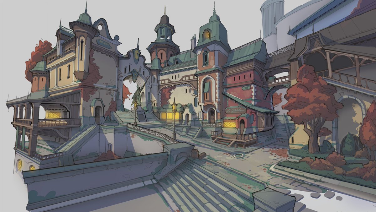 ArtForange's tweet photo. Some more stuff from ongoing personal project. Aimed for a warmer palette on the houses, want to get that Stockholm architecture palette going.

#conceptart https://t.co/tG0dYzVpyw