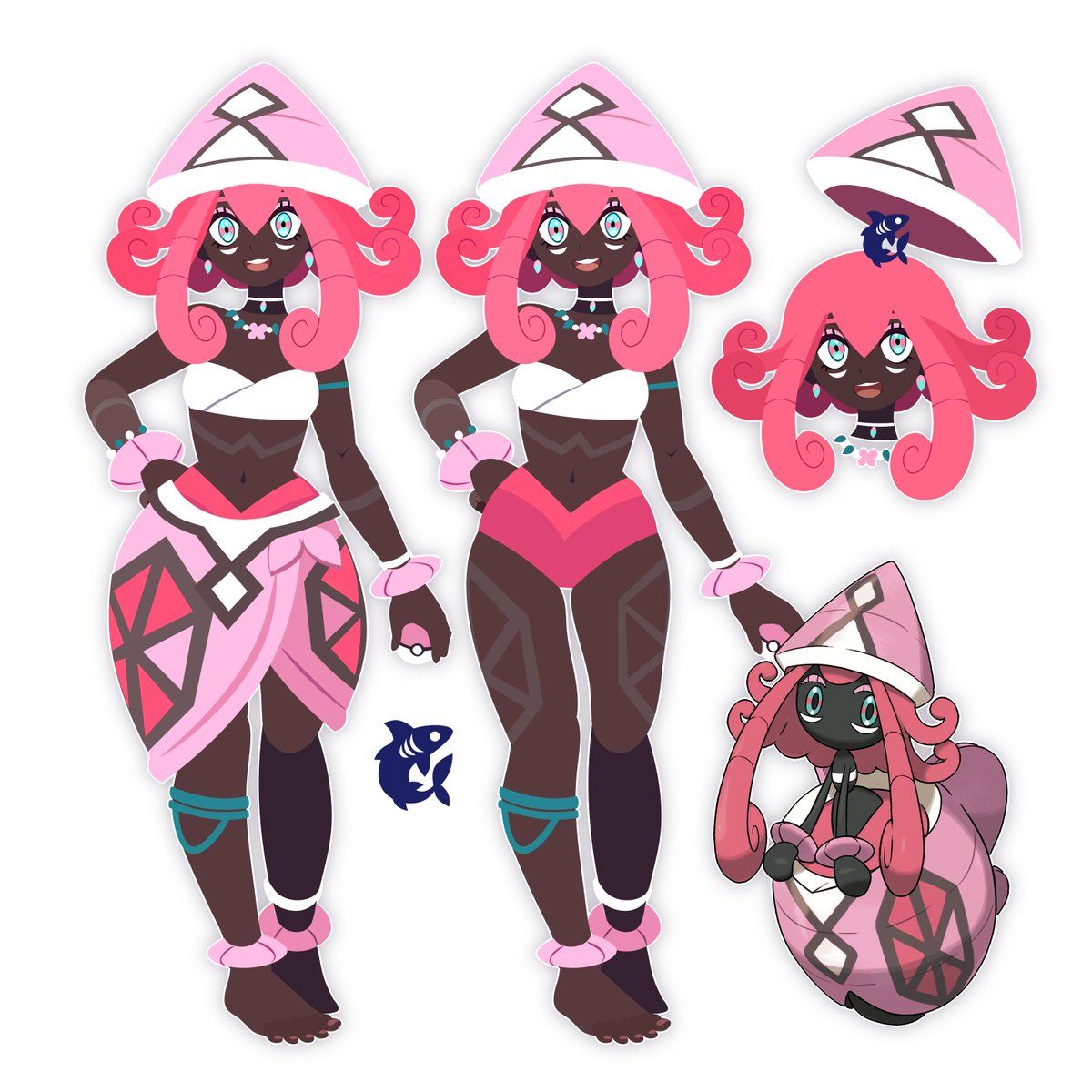 Glowing_Shark's tweet photo. Working on some gijinkas for Tapu Fini and Tapu Lele, although I still haven't come up with names for them 
🫠✨
#fakemon #Pokemonart https://t.co/JovKZRIoH8