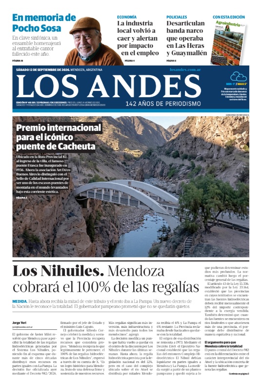 DianaMontanari's tweet photo. 🇦🇷 #ARGENTINA [#Diarios]: «LOS ANDES» de #Mendoza: Tapa impresa. @LosAndesDiario
https://t.co/V14ivXvzZb
https://t.co/D3KRoosZRf https://t.co/DwulyeBbqG