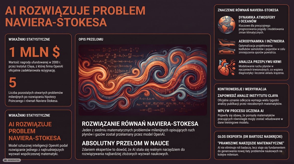 ScarabaeeD's tweet photo. 1/4
Model sztucznej inteligencji od OpenAI rozwiązał równania Naviera-Stokesa – jeden z siedmiu matematycznych problemów milenijnych. Osiągnięcie to na Forum Ekonomicznym w Karpaczu dr Bartosz Naskręcki określił mianem absolutnego przełomu w nauce.
#OpenAI #matematyka #AI https://t.co/6ci3AA7iMK
