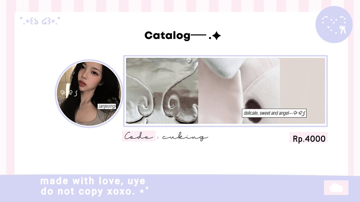 cfaoznt's tweet photo. Retweet— very appreciated ♡ 
hai aku ada layout ready stock katalog <cuking> dengan muse carmen dan ian hearts2hearts, bisa take melalui dm aku ya dengan harga tertera — danke ⪩ ⪨ ꠹ @ after dm please  #zonauang https://t.co/PlHYCLMWtn