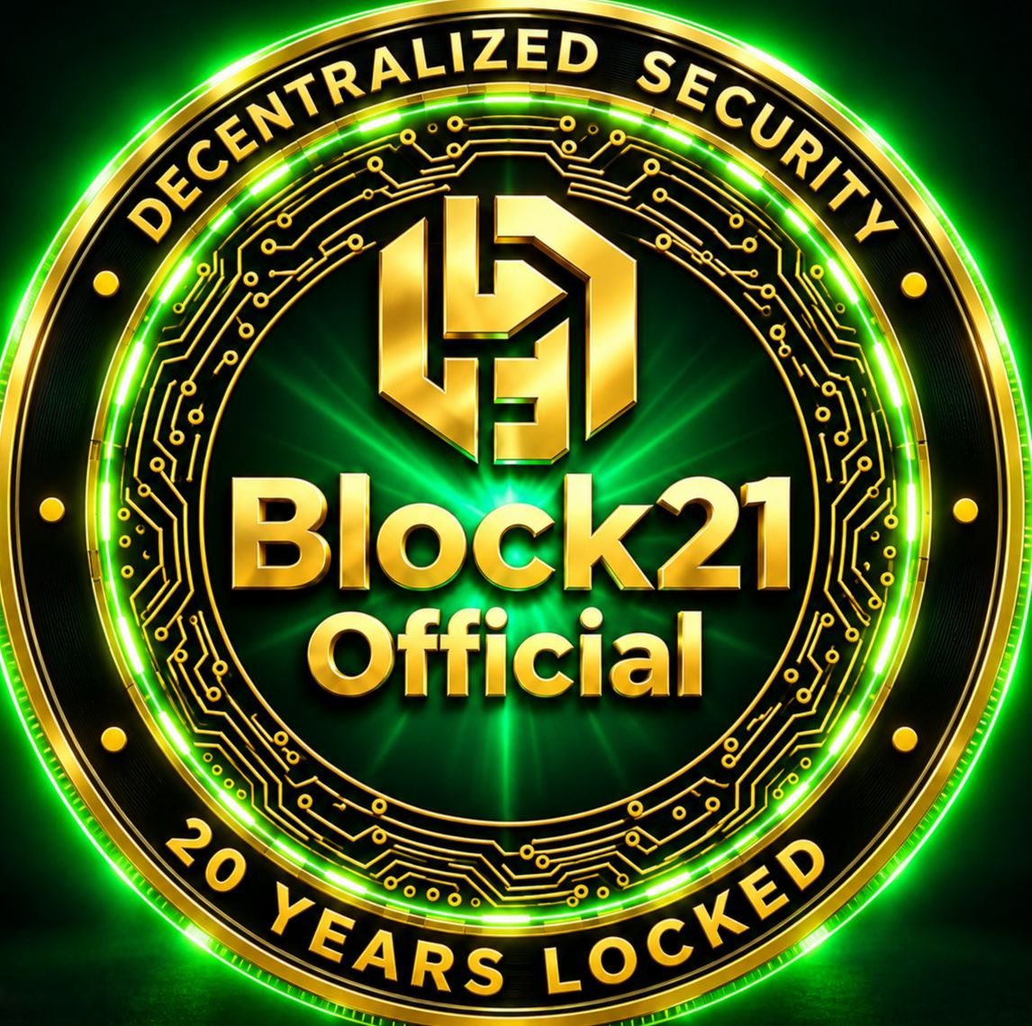 CryptoWithCGA's tweet photo. 30 Giveaway ~ Ends in 12 Hrs 🍕

🔹R & F @Block21Official 🔔

( AD, NFA, DYOR )
____________

🚀 Block21 Official – The Journey Begins!
Discover a brand new independent crypto project built for long-term growth. With a fixed supply of 21 million tokens, a 1% auto-burn mechanism, and liquidity locked for 20 years.
Big launch coming this October