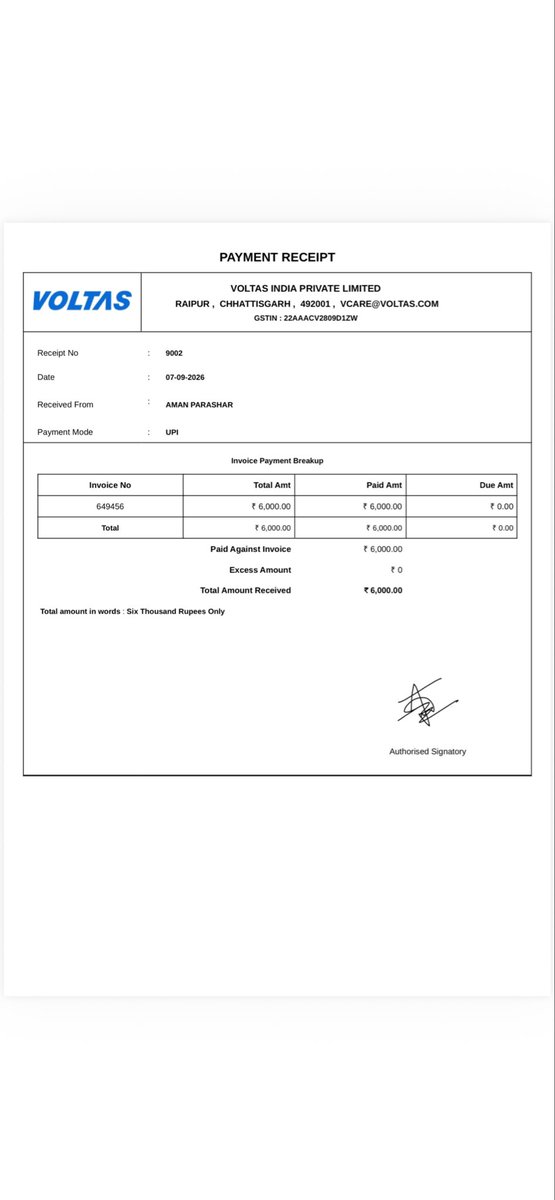 im_aman17's tweet photo. @myvoltas Contact no of your representative-9117015734
I have attached the invoice pictures of the above said matter with payment received and a bill suggested that same model with installation, you are requested to check and resolve as soon as possible. https://t.co/IUrWDztnXa