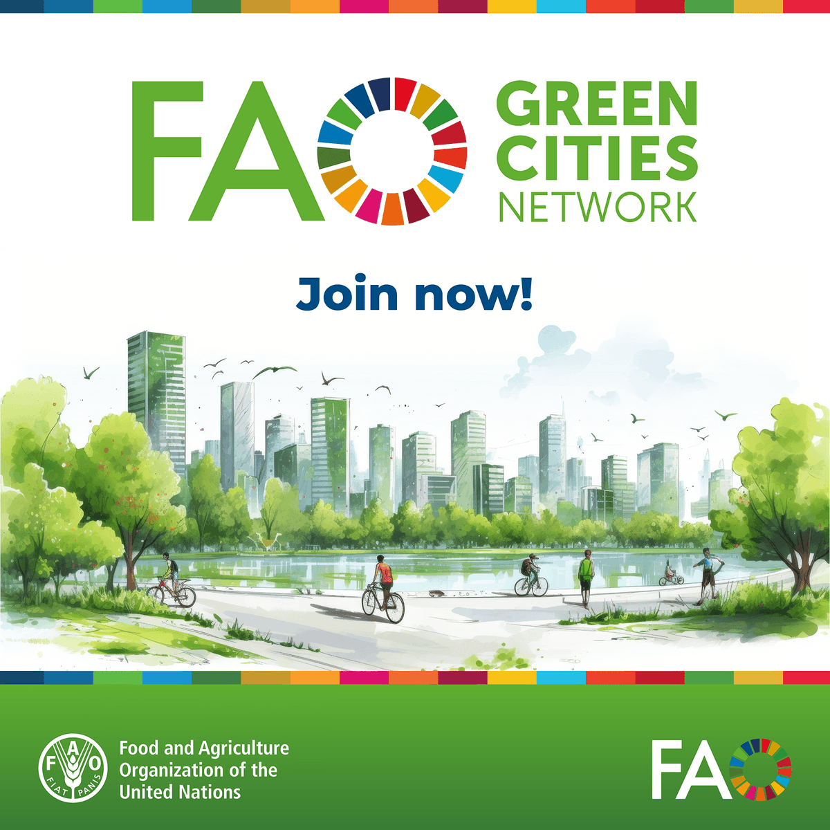 FAOForestry's tweet photo. 🏙️ Is your city committed to greener, healthier &amp; more inclusive urban development? 🌿

Join the @FAO #GreenCities Network to access tools, training &amp; events supporting sustainable urban agrifood systems &amp; resilient city planning. 

Apply online now: https://t.co/ox35Y1Nv2N https://t.co/Oz30Tj0KA0