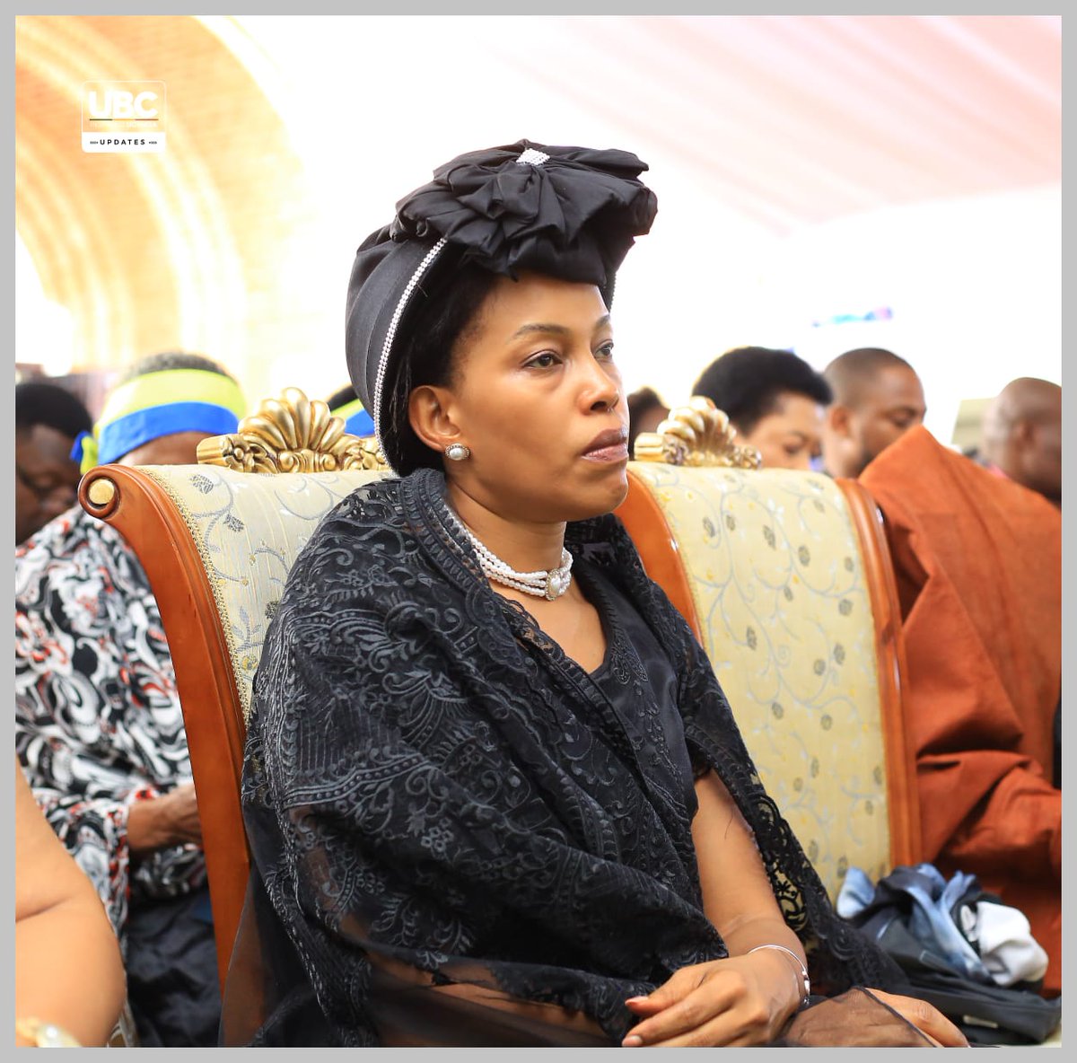 ubctvuganda's tweet photo. In a deeply emotional moment, the Queen Mother, Princess Elizabeth Bagaya and Princess Ruth Komuntale, sister of the late King Oyo, attend Mass at St. John’s Cathedral in Fort Portal as they bid their final farewell to the fallen King. 🕊️ 

#UBCGMU https://t.co/6XlF7NSlSM