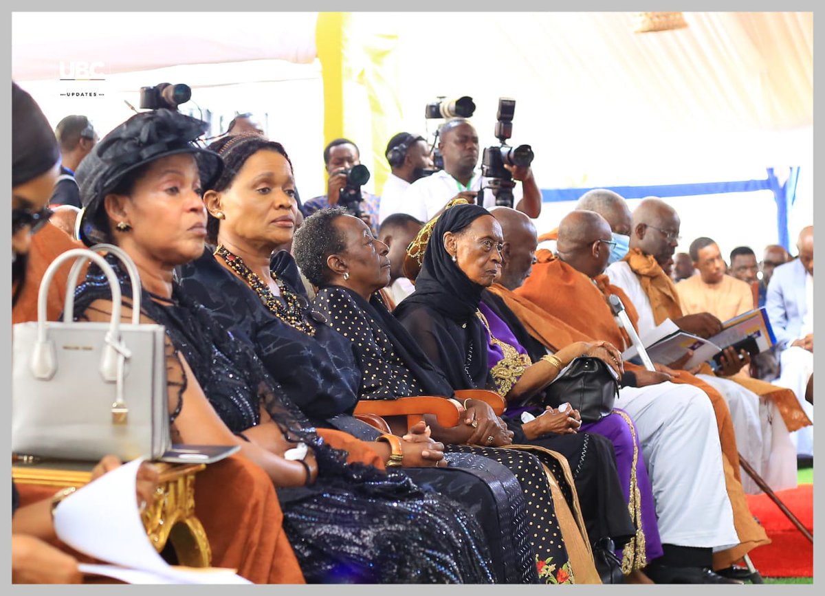 ubctvuganda's tweet photo. In a deeply emotional moment, the Queen Mother, Princess Elizabeth Bagaya and Princess Ruth Komuntale, sister of the late King Oyo, attend Mass at St. John’s Cathedral in Fort Portal as they bid their final farewell to the fallen King. 🕊️ 

#UBCGMU https://t.co/6XlF7NSlSM