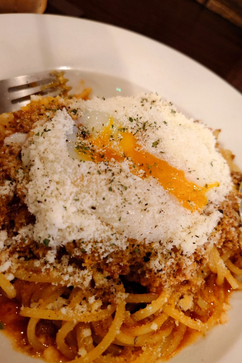 frozenheart6240's tweet photo. 高円寺NORANEKOでお昼ごはん！
温玉ボロネーゼ🍝 https://t.co/Wepl9yabTm