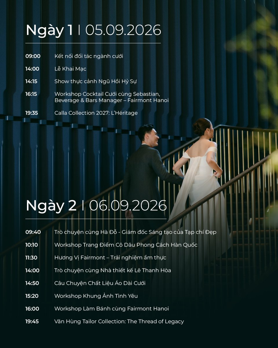 LettyGaschva's tweet photo. On September 5–6, 2026, Fairmont Hanoi will host “Written For Two, ” a wedding exhibition featuring over 20 luxury brands. Explore four chapters of the wedding journey and find the perfect details for your dream celebration. Event details
Time: https://t.co/HhyC4WmUaw