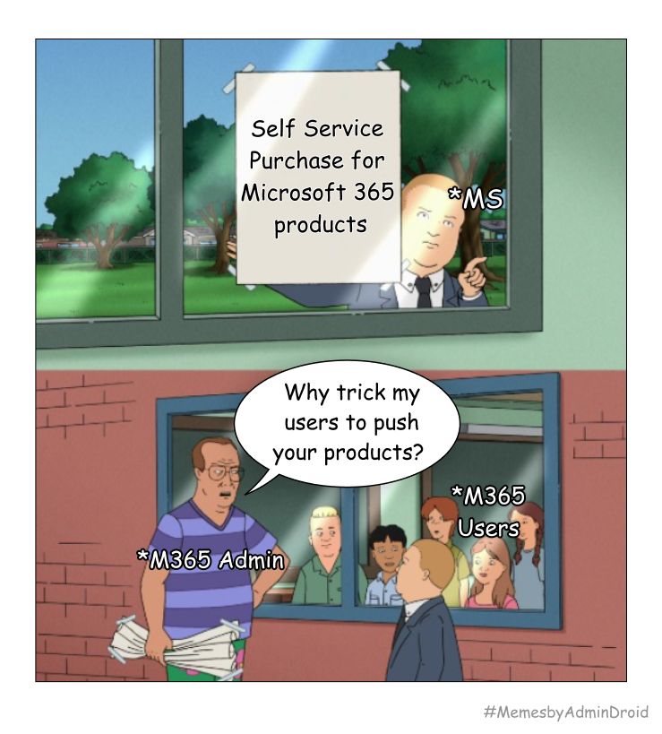 AdmiinDroid's tweet photo. Is Microsoft’s self-service purchase feature a smart way to explore products, or a way to drive spending? 😕
If you prefer to disable it, check out this #PowerShellScript to block #selfservicepurchases for all M365 products.
https://t.co/6XFPmM2LdL
#AdminDroid #Microsoft365 https://t.co/HCxBly5DqP