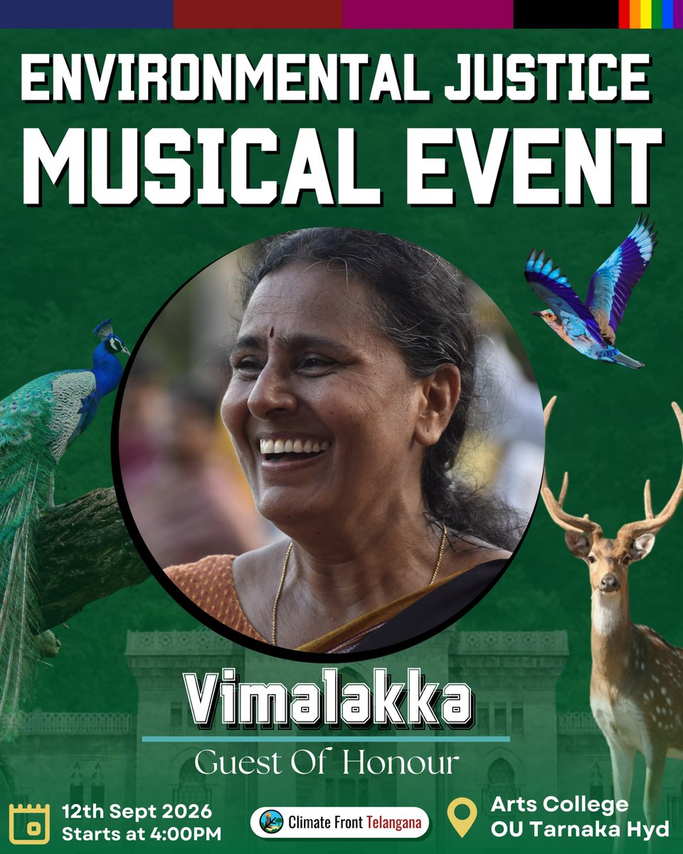 ClimateFrontHyd's tweet photo. Vimalakka, A Restless People's Voice Active Since last 50 years. We are very much glad to announce that she will be our guest of honour for the 12th September Musical Event at Osmania Arts College https://t.co/HtoC0V85Xd