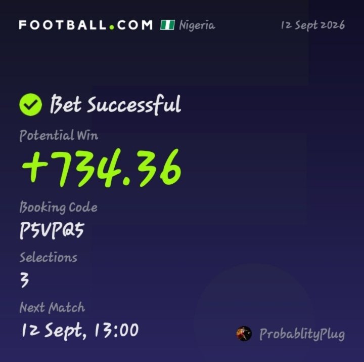 ProbabilityPlug's tweet photo. 🚨 PROBABILITYPLUG — DAY 2/10 🚨
Day 1 is in the books. ✅
Now we roll the bankroll forward.
₦100 → ₦1M 📈
Same mission. Same discipline. New opportunity.
No chasing. No emotions. Just calculated edges.
DAY 2. LET’S PLUG IN. ⚡📊 https://t.co/iAPF1lKVCp