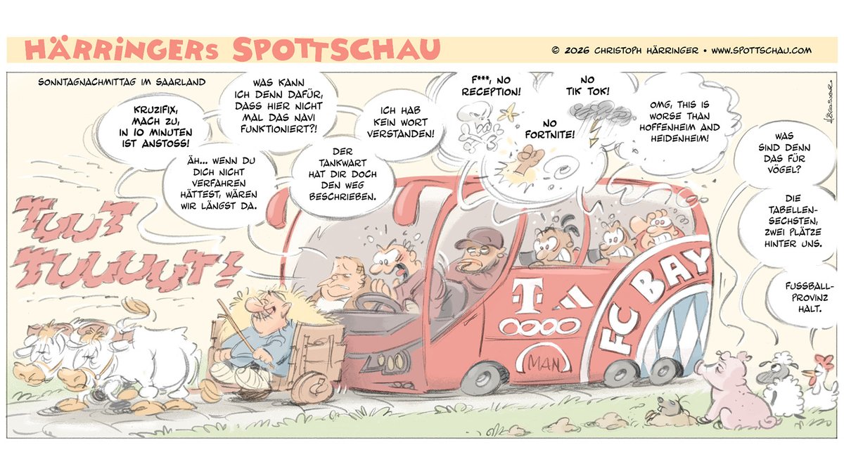 spottschau's tweet photo. Nr. 1378  #bundesliga #fcbayern #SVElversberg

Und noch mal der Hinweis: gerade erschien das neue Spottschau-Jahrbuch mit den Cartoons der Saison 25/26 und der WM (Hardcover, 56 Seiten, 12,90€):
https://t.co/QciDDhfLBI

https://t.co/vdDKSCxuzy https://t.co/m2tY95AVHT