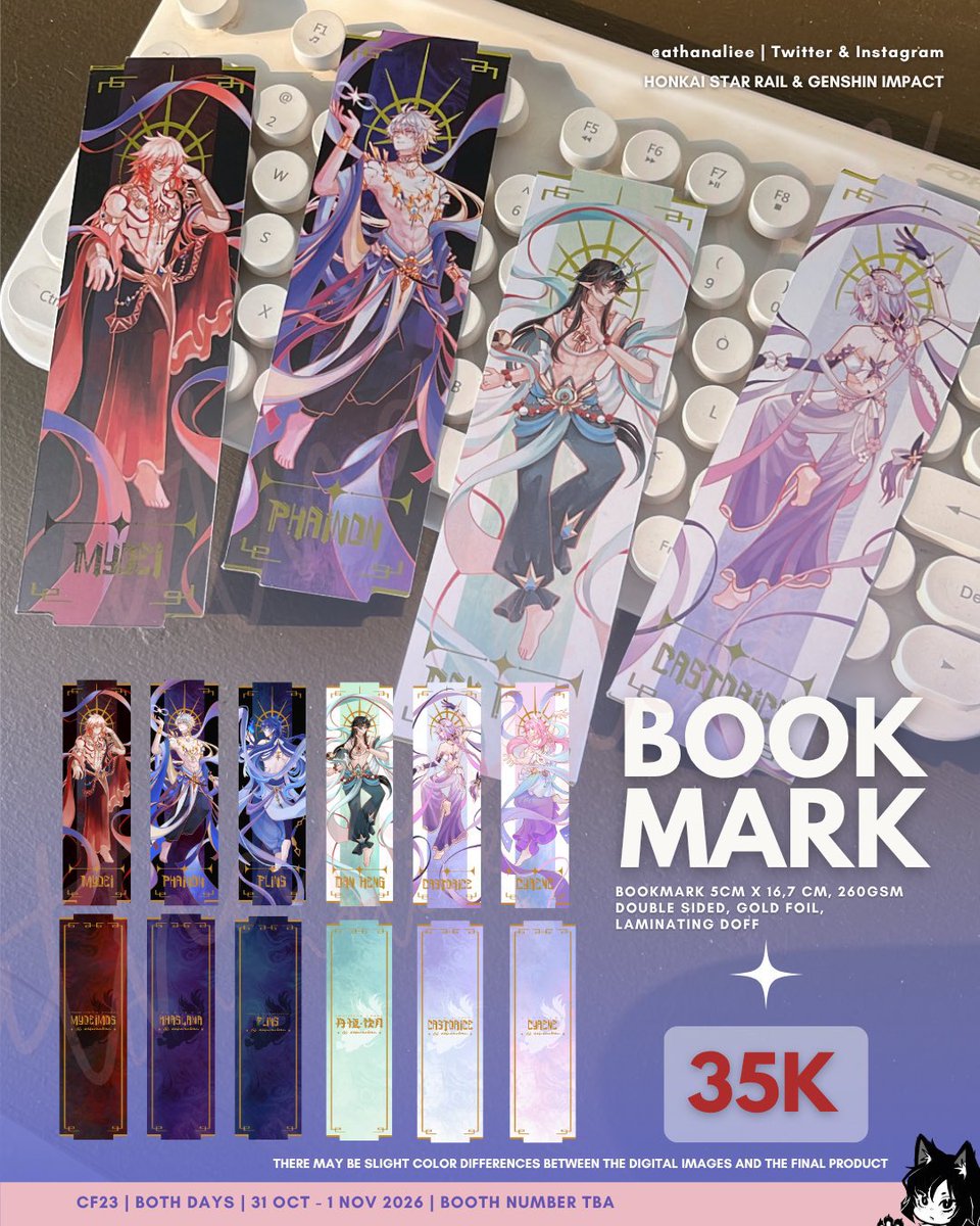 athanaliee's tweet photo. @nvlttee punten kakk, aku ada hsr phainon &amp; cyrenee, ada bookmark, photocard, dan sticker phainonn. besok hari terakhir po, lengkapnya ada di 📌 yaa~ https://t.co/2m3RSNZZvt