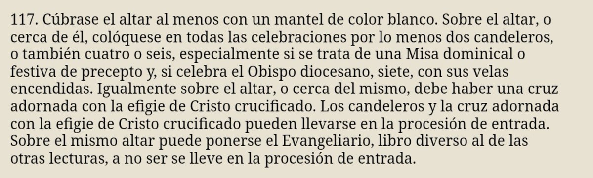 PabloFR__02's tweet photo. @Listortolero @sunestarlove Conoce usted el OGMR?

Se puede ser humilde y sencillo cumpliendo con el rito, solo necesita una Mesa apropiada (Mínimamente amplia y alta para que el sacerdote celebre cómodamente) , dónde están las 2 velas? Y el crucifijo cerca a la mesa? https://t.co/yzP10QNuFA
