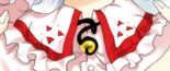 BBQg666's tweet photo. レミリアの襟 三角の所に点描かれてるのと、ふちの赤い部分に文字描かれてないかこれ？ https://t.co/tLV4Reknrl
