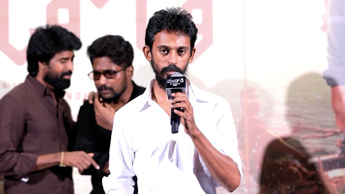 StudioFlicks's tweet photo. Director #Mathimaaran at #Mandaadi Success Meet in Telugu: "It's been a lovely experience to see people celebrate the movie. Before release, it was our team's movie, and after the movie, audience have made it as their own movie and celebrating it." https://t.co/ij5zTXlz2U